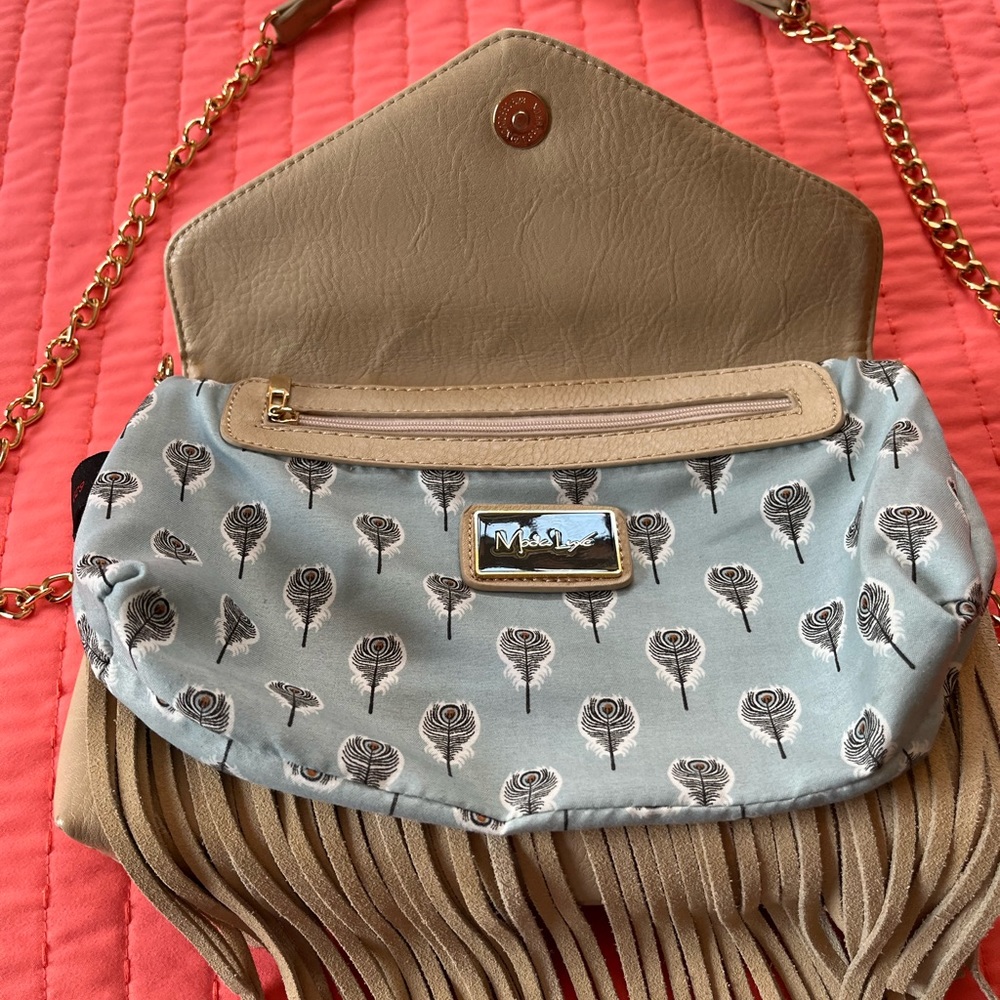 MODE LUXE NWOT Faux Leather Crossbody/Clutch in Taupe Color Excellent Condition - Picture 9 of 11